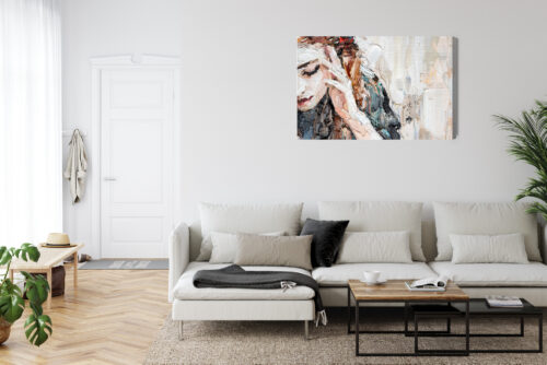 Obraz na płótnie Kobieta w zadumie Styl impresjonistyczny  Premium Canvas - obrazek 6