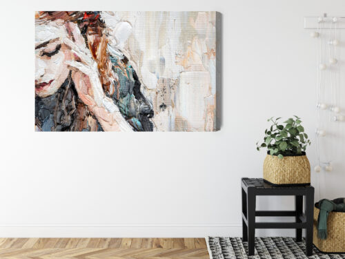 Obraz na płótnie Kobieta w zadumie Styl impresjonistyczny  Premium Canvas - obrazek 8