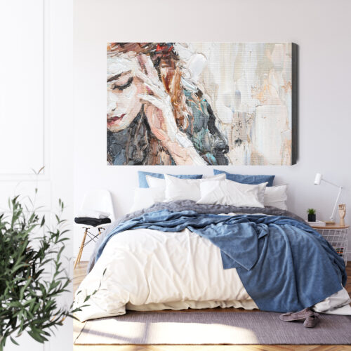 Obraz na płótnie Kobieta w zadumie Styl impresjonistyczny  Premium Canvas - obrazek 3