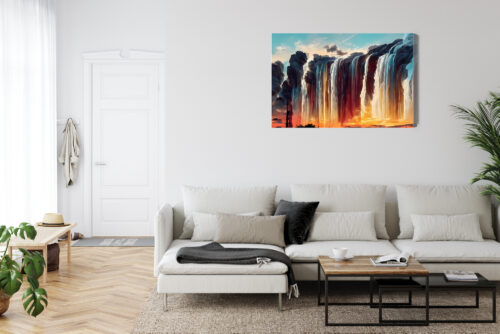 Obraz na płótnie Wodospady o zachodzie słońca surrealistyczny  Premium Canvas - obrazek 6