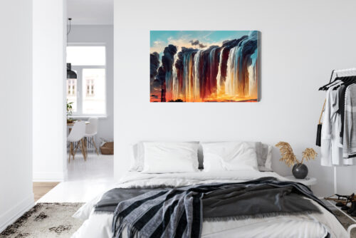 Obraz na płótnie Wodospady o zachodzie słońca surrealistyczny  Premium Canvas - obrazek 7