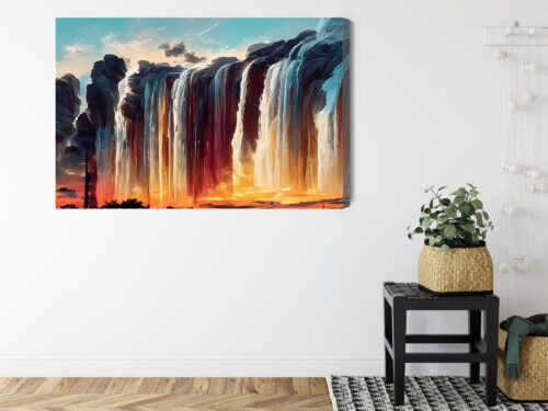 Obraz na płótnie Wodospady o zachodzie słońca surrealistyczny  Premium Canvas - obrazek 8