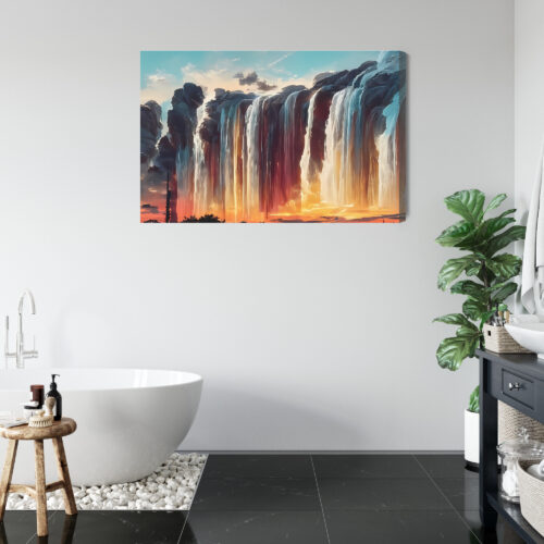 Obraz na płótnie Wodospady o zachodzie słońca surrealistyczny  Premium Canvas - obrazek 5