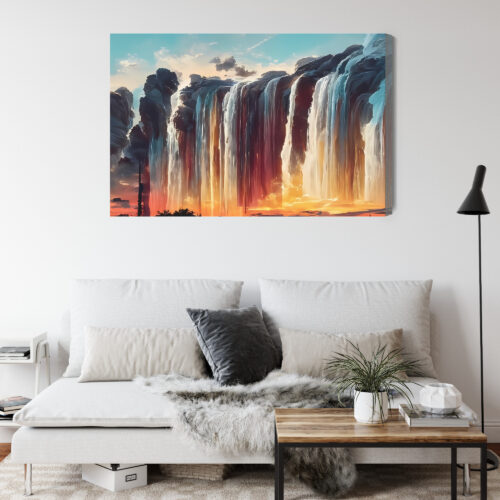 Obraz na płótnie Wodospady o zachodzie słońca surrealistyczny  Premium Canvas - obrazek 4