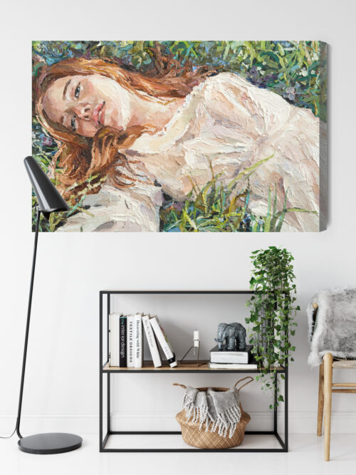 Obraz na płótnie Kobieta na łące Styl impresjonistyczny  Premium Canvas - obrazek 9