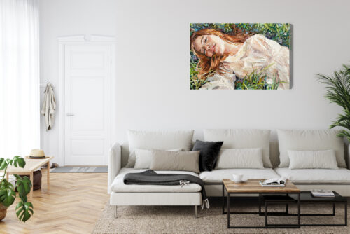 Obraz na płótnie Kobieta na łące Styl impresjonistyczny  Premium Canvas - obrazek 6