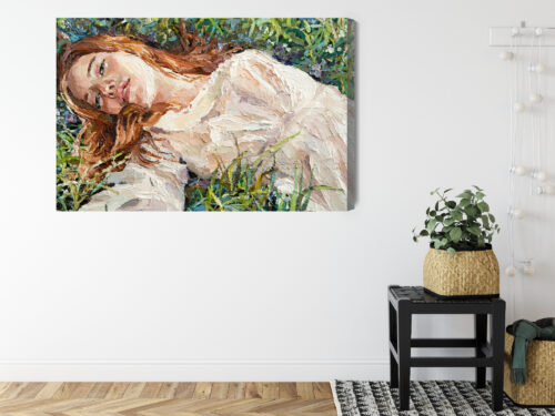 Obraz na płótnie Kobieta na łące Styl impresjonistyczny  Premium Canvas - obrazek 8