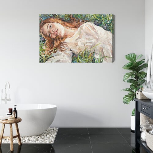 Obraz na płótnie Kobieta na łące Styl impresjonistyczny  Premium Canvas - obrazek 5