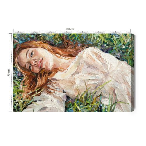 Obraz na płótnie Kobieta na łące Styl impresjonistyczny  Premium Canvas
