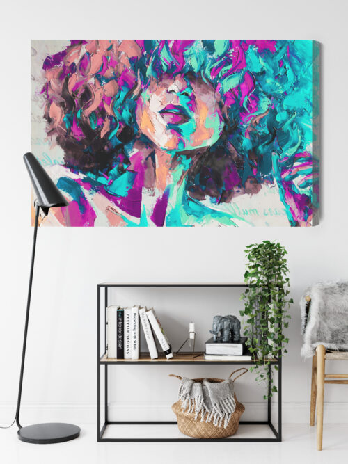 Obraz na płótnie Kobieta Abstrakcja Kolorowy portret  Premium Canvas - obrazek 9