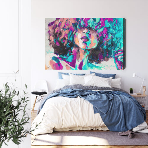 Obraz na płótnie Kobieta Abstrakcja Kolorowy portret  Premium Canvas - obrazek 3