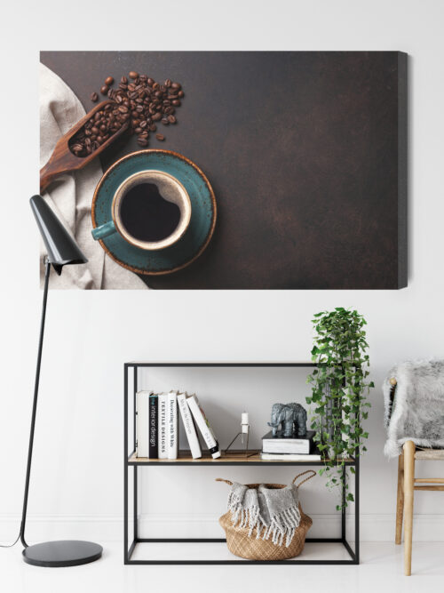 Obraz na płótnie Filiżanka kawy i ziarna Styl minimalistyczny  Premium Canvas - obrazek 9