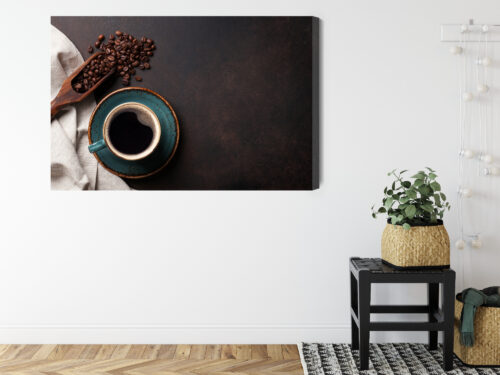 Obraz na płótnie Filiżanka kawy i ziarna Styl minimalistyczny  Premium Canvas - obrazek 8