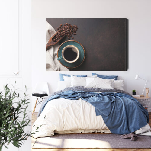 Obraz na płótnie Filiżanka kawy i ziarna Styl minimalistyczny  Premium Canvas - obrazek 3