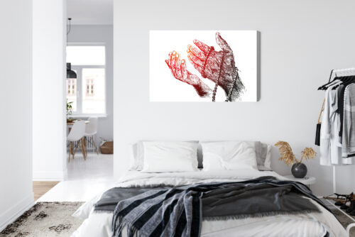 Obraz na płótnie Modlitwa dłoni z różańcem Styl Rysunkowy  Premium Canvas - obrazek 7