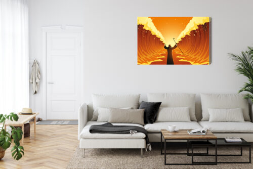 Obraz na płótnie Mojżesz Rozdzielający Morze Styl Ilustracyjny  Premium Canvas - obrazek 6