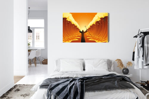 Obraz na płótnie Mojżesz Rozdzielający Morze Styl Ilustracyjny  Premium Canvas - obrazek 7