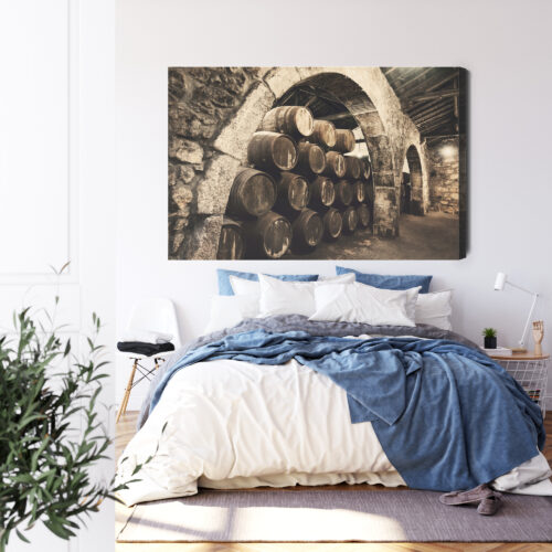 Obraz na płótnie Piwnica z Beczkami Styl Rustykalny  Premium Canvas - obrazek 3