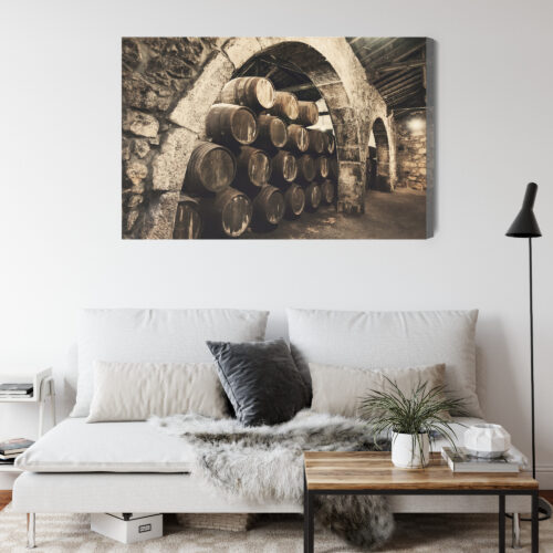 Obraz na płótnie Piwnica z Beczkami Styl Rustykalny  Premium Canvas - obrazek 4
