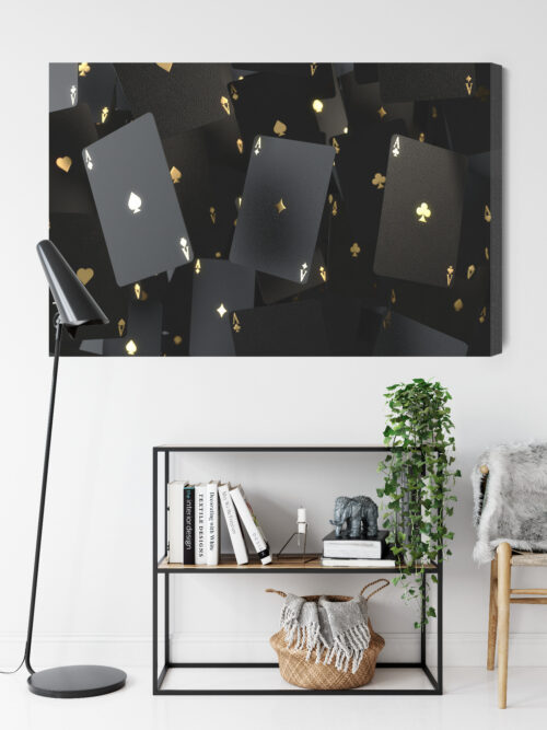 Obraz na płótnie Czarne Karty Asy Złote Detale  Premium Canvas - obrazek 9