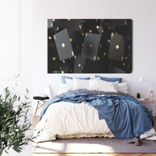 Obraz na płótnie Czarne Karty Asy Złote Detale  Premium Canvas - obrazek 3