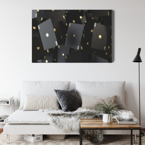 Obraz na płótnie Czarne Karty Asy Złote Detale  Premium Canvas - obrazek 4