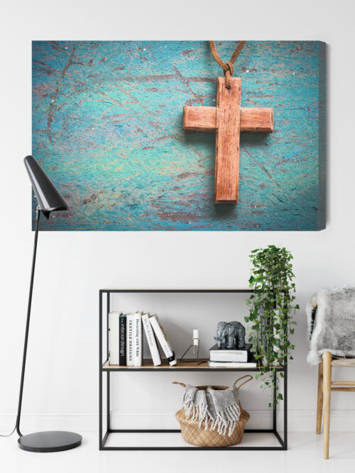 Obraz na płótnie Drewniany Krzyż na Tle Vintage  Premium Canvas - obrazek 9