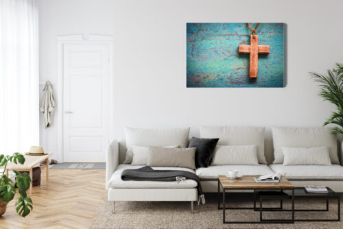 Obraz na płótnie Drewniany Krzyż na Tle Vintage  Premium Canvas - obrazek 6