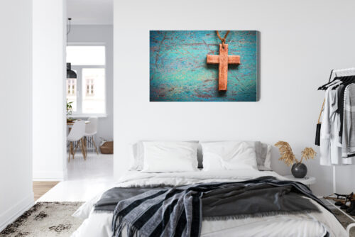 Obraz na płótnie Drewniany Krzyż na Tle Vintage  Premium Canvas - obrazek 7