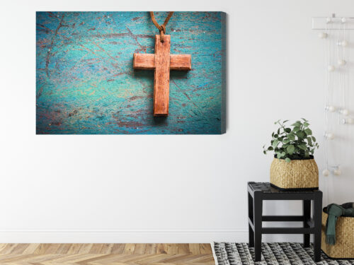 Obraz na płótnie Drewniany Krzyż na Tle Vintage  Premium Canvas - obrazek 8
