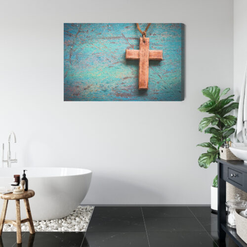 Obraz na płótnie Drewniany Krzyż na Tle Vintage  Premium Canvas - obrazek 5