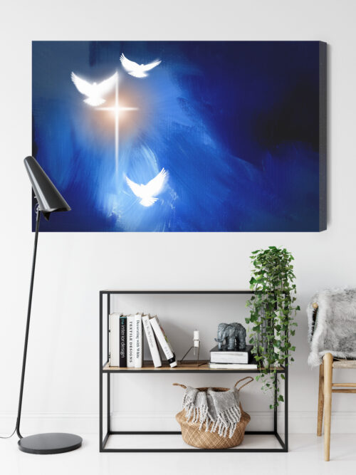 Obraz na płótnie Krzyż Gołębie Religia Abstrakcja  Premium Canvas - obrazek 9