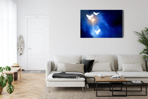 Obraz na płótnie Krzyż Gołębie Religia Abstrakcja  Premium Canvas - obrazek 6