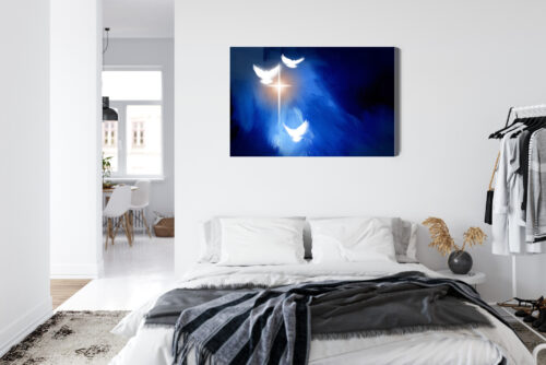 Obraz na płótnie Krzyż Gołębie Religia Abstrakcja  Premium Canvas - obrazek 7