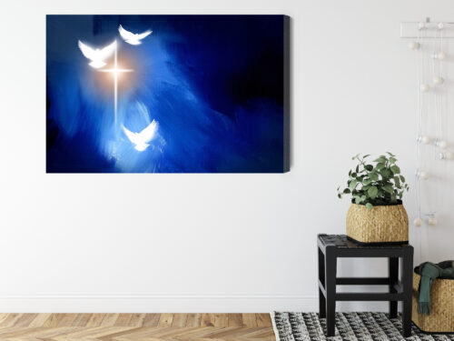 Obraz na płótnie Krzyż Gołębie Religia Abstrakcja  Premium Canvas - obrazek 8