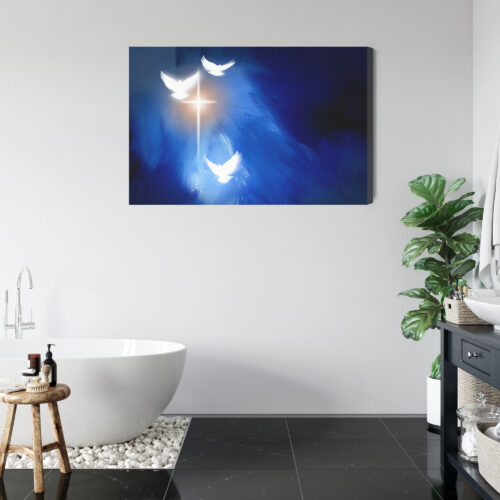 Obraz na płótnie Krzyż Gołębie Religia Abstrakcja  Premium Canvas - obrazek 5