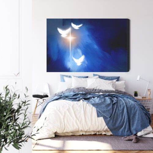 Obraz na płótnie Krzyż Gołębie Religia Abstrakcja  Premium Canvas - obrazek 3