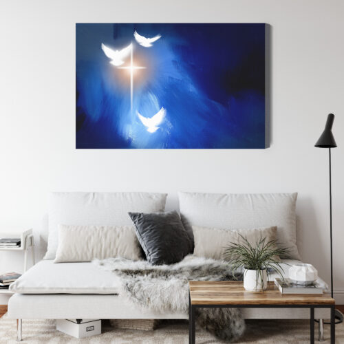 Obraz na płótnie Krzyż Gołębie Religia Abstrakcja  Premium Canvas - obrazek 4