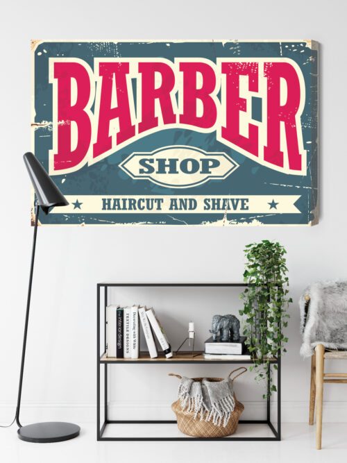 Obraz na płótnie Barber shop Styl vintage z napisem  Premium Canvas - obrazek 9