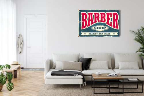 Obraz na płótnie Barber shop Styl vintage z napisem  Premium Canvas - obrazek 6