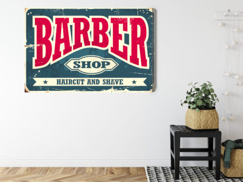 Obraz na płótnie Barber shop Styl vintage z napisem  Premium Canvas - obrazek 8