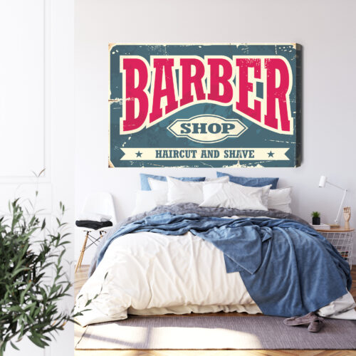 Obraz na płótnie Barber shop Styl vintage z napisem  Premium Canvas - obrazek 3