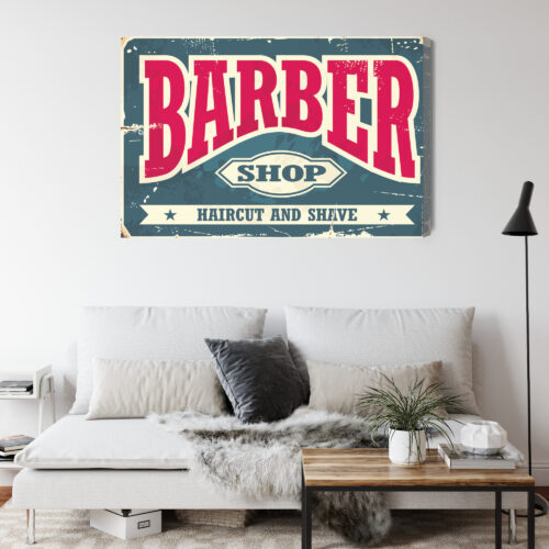 Obraz na płótnie Barber shop Styl vintage z napisem  Premium Canvas - obrazek 4
