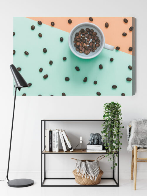 Obraz na płótnie Kawa Filiżanka z ziarnami Premium Canvas - obrazek 9