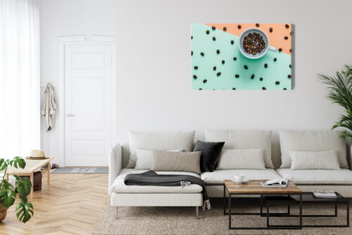 Obraz na płótnie Kawa Filiżanka z ziarnami Premium Canvas - obrazek 6