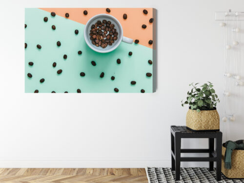 Obraz na płótnie Kawa Filiżanka z ziarnami Premium Canvas - obrazek 8