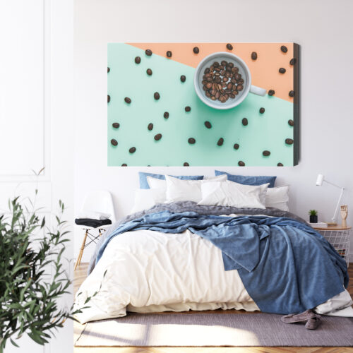 Obraz na płótnie Kawa Filiżanka z ziarnami Premium Canvas - obrazek 3