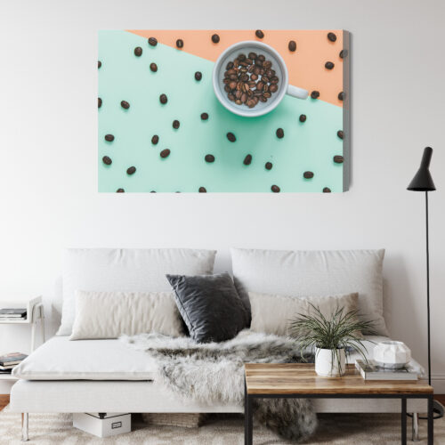 Obraz na płótnie Kawa Filiżanka z ziarnami Premium Canvas - obrazek 4