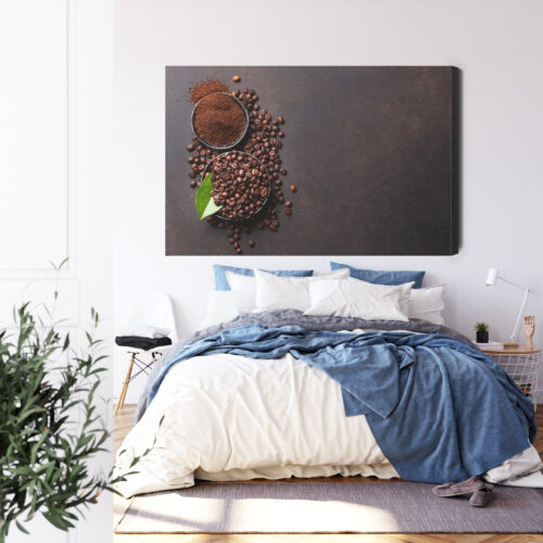 Obraz na płótnie Kawa Ziarna i mielona kawa Premium Canvas - obrazek 3
