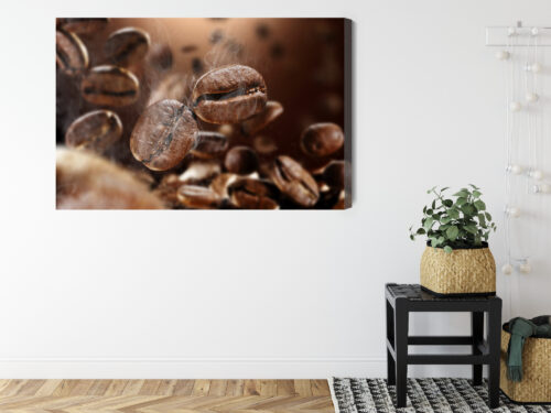 Obraz na płótnie Kawa Latające ziarna kawy Premium Canvas - obrazek 8